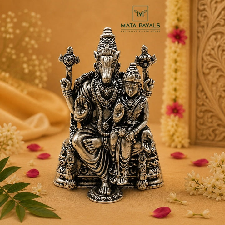 Oxidised Lakshmi Hayagreeva Idol
