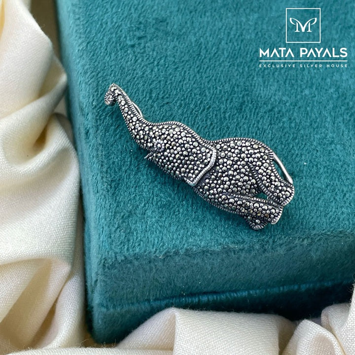Marcasite Elephant Brooch