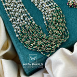 Green & White Beads Long Hara