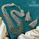 Green & White Beads Long Hara
