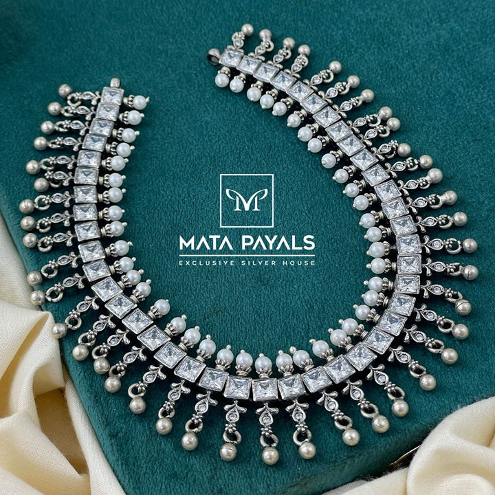 Elegant Pearl Oxidised Necklace