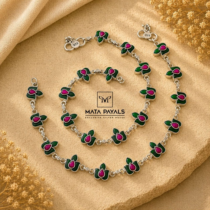 Greenish Kundan Anklet