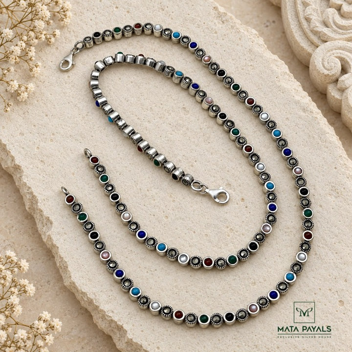 Colourful Marcasite Anklet