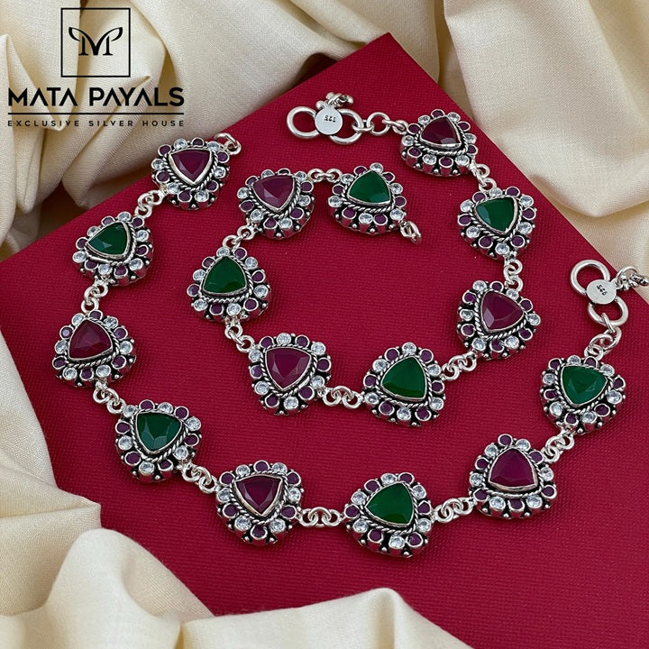 Fancy Cut Stone Anklet
