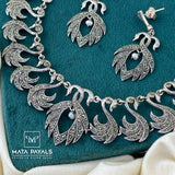 Attractive Marcasite Duck Silver Oxidised Necklace Set