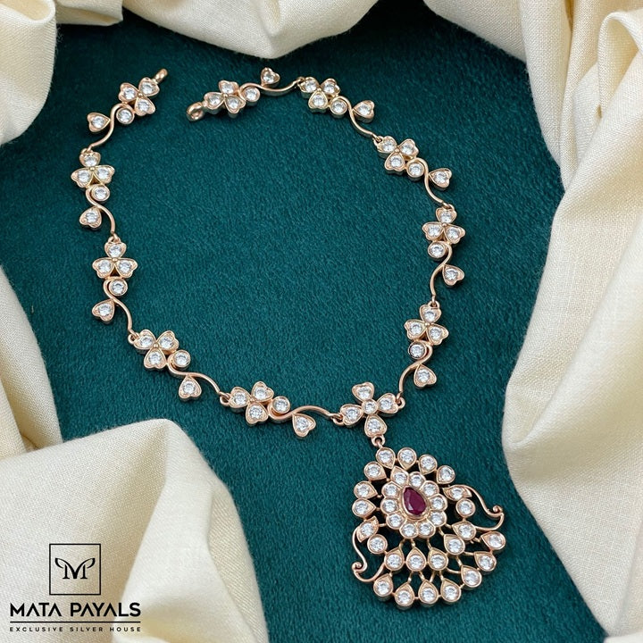 Rose Gold Cut Stone Necklace