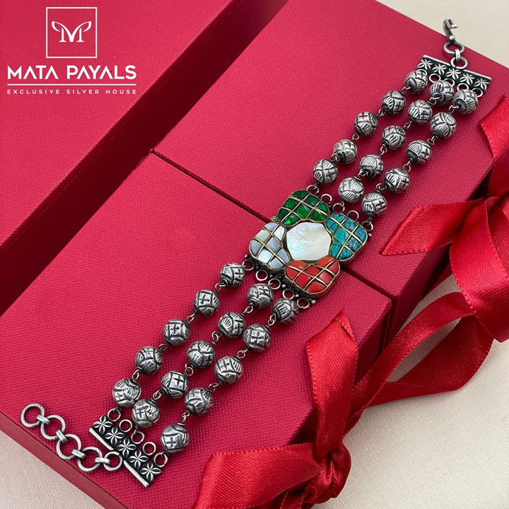 Oxidised Kundan Bracelet