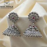 Oxidised Floral Jumka