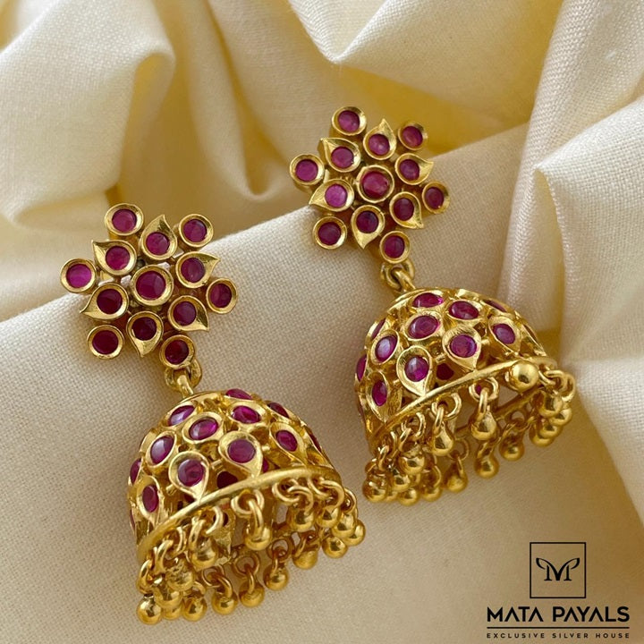 Ravishing Silver Gold Plated Jhumka