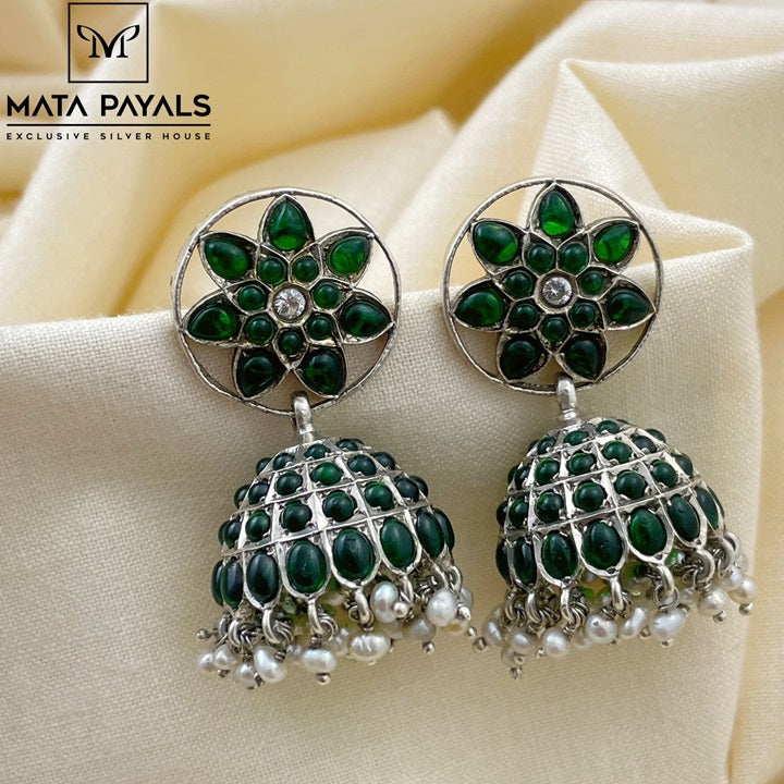 Greenish Oxidised Jumka