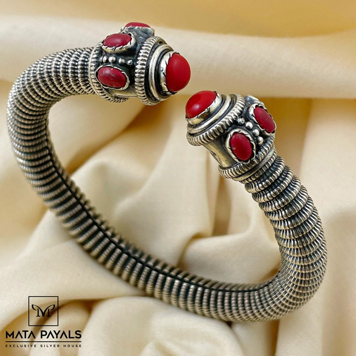 Precious Stone Silver Kada