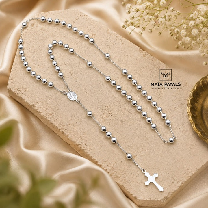 Attractive Silver Rosary Chain
