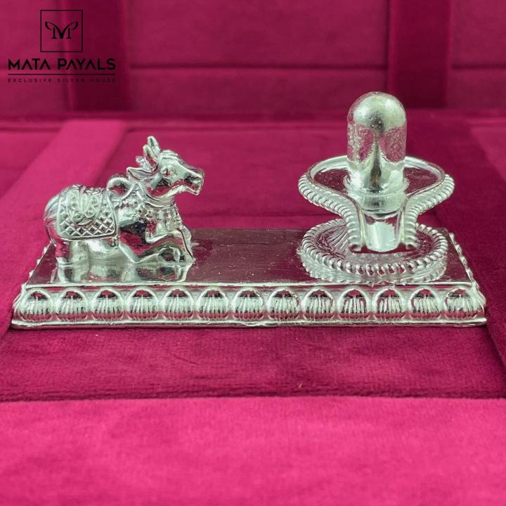 Silver Nandi Linga Idol