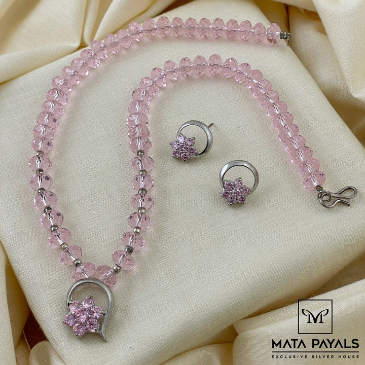 Elegant Pinkish Silver Necklace