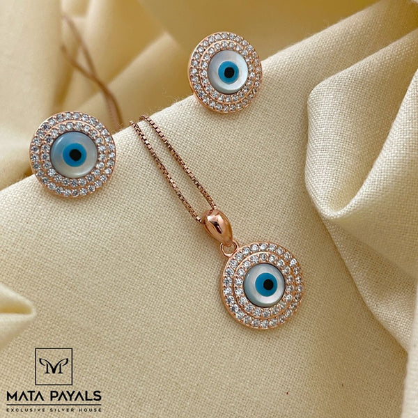 Evil Eye Rose Gold Pendant Set