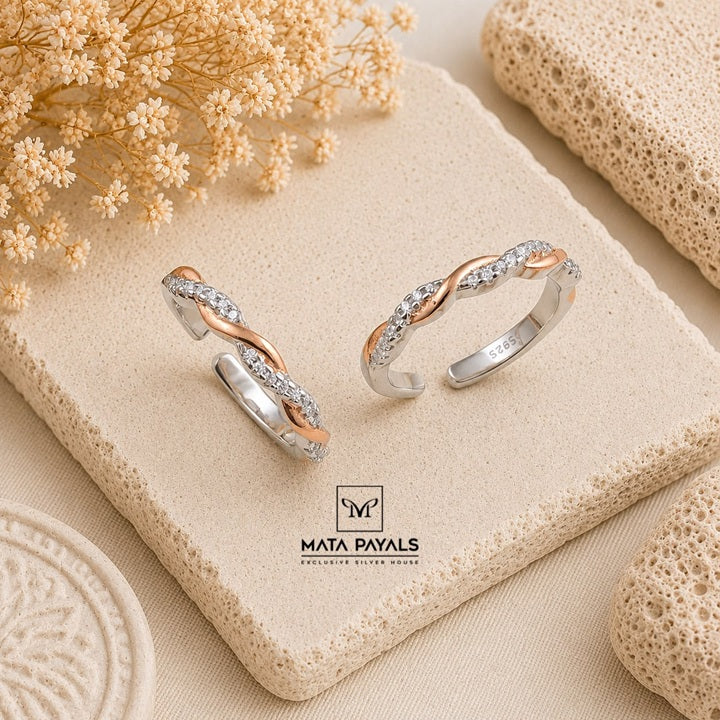 Dual Tone Twisted Toe Ring