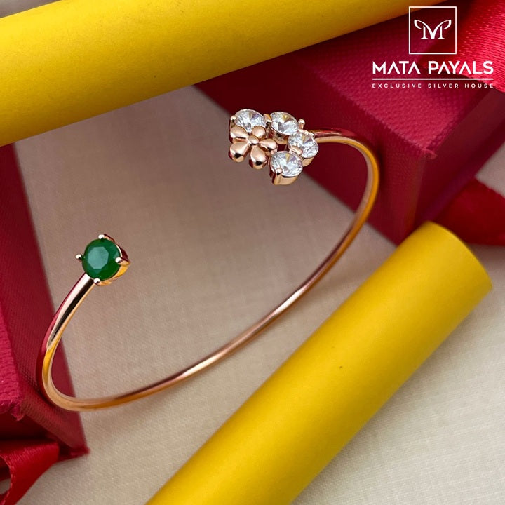 Green Stone Rose Gold Kada