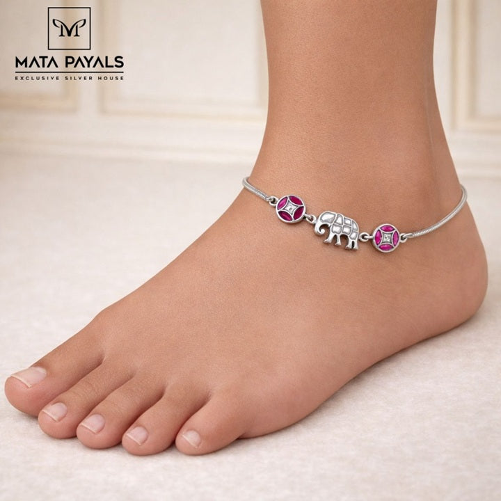 Elephant Kundan Anklet