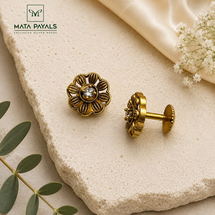 Floral Gold Plated Stud