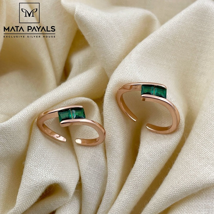 Green Rose Gold Toe Ring