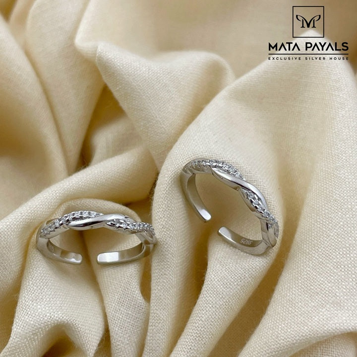Twisted Rhodium Toe Ring