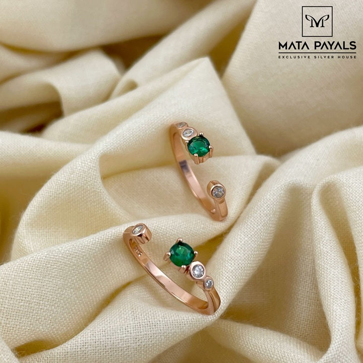 Rose Gold Green Toe Ring