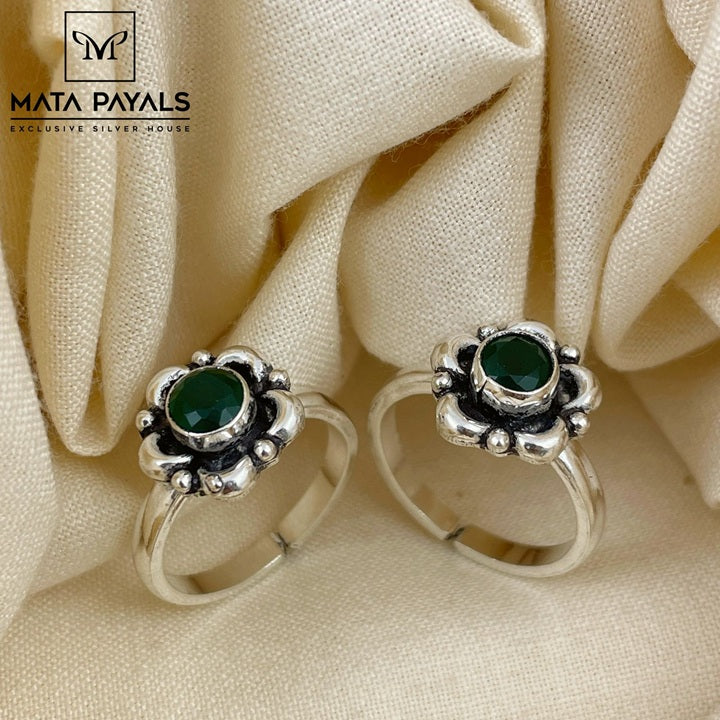 Oxidised Green Toe Ring