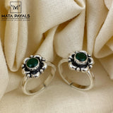 Oxidised Green Toe Ring