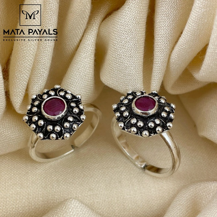 Pink Oxidised Toe Ring