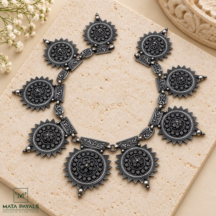 Intriguing Circlet Oxidised Necklace