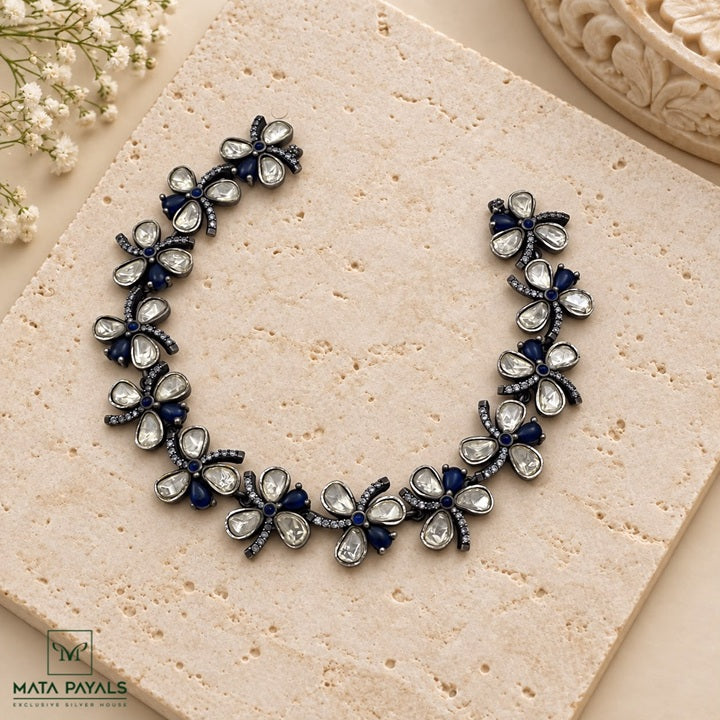 Pretty Blue Moissanite Necklace
