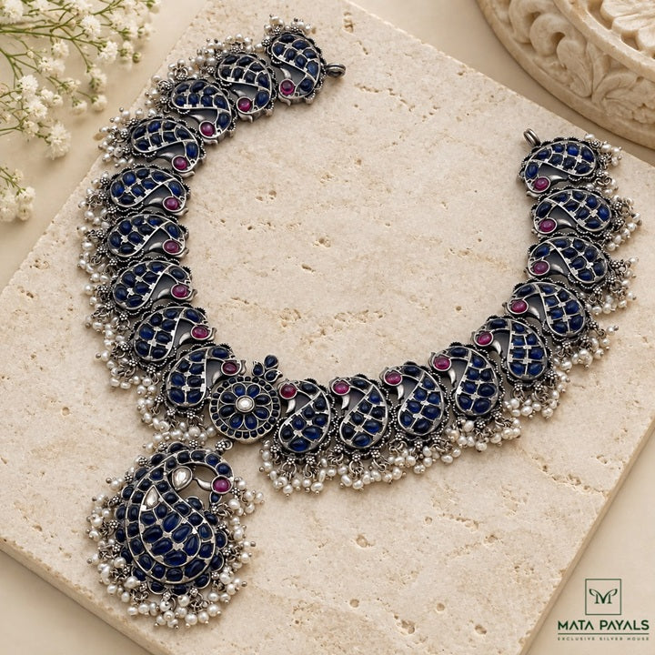 Classic Blue Peacock Necklace