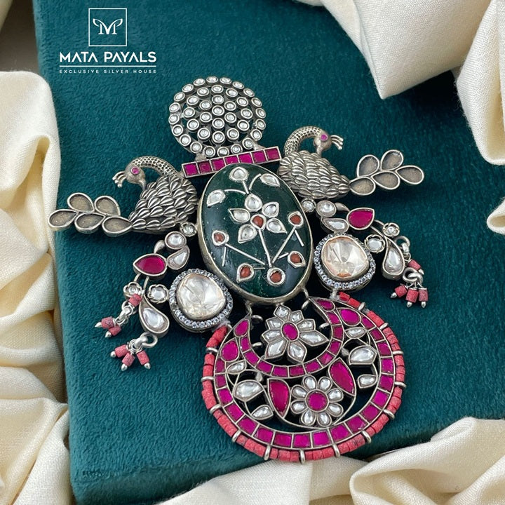 Heritage Kundan Oxidised Pendant