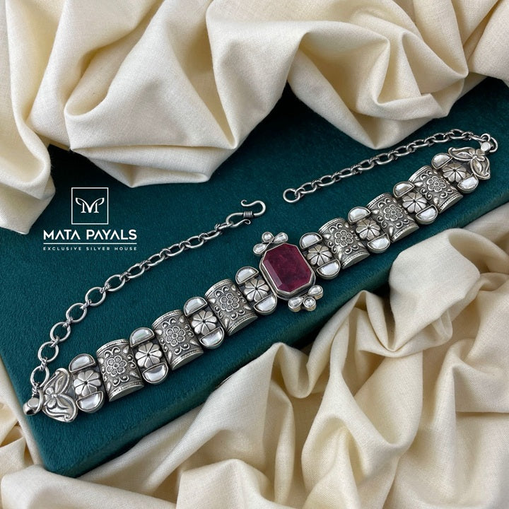 Breathtaking Oxidised Floral Choker