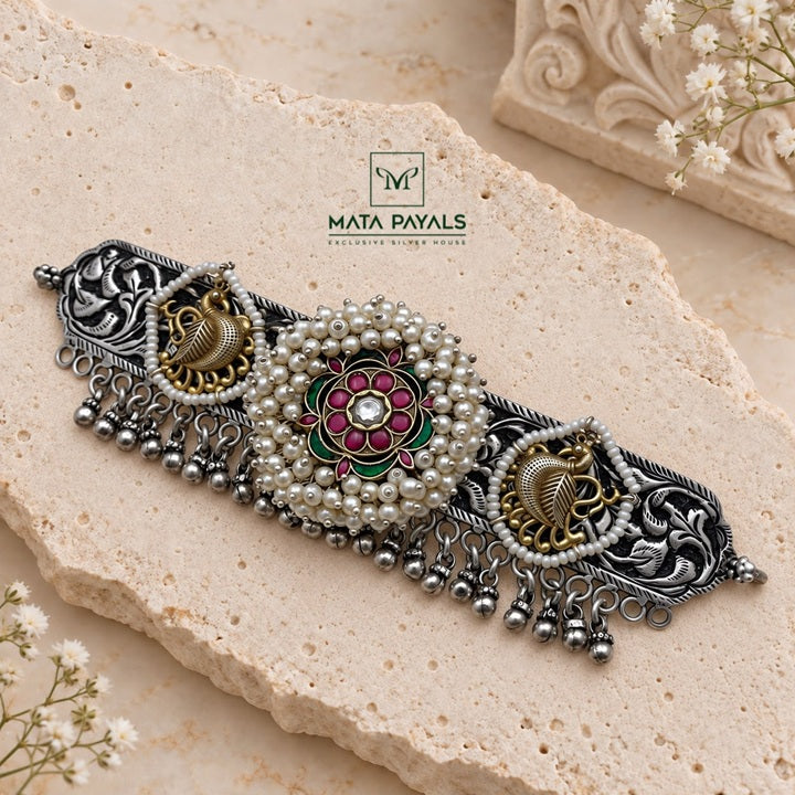 Royal Pearly Kundan Dual Plated Necklace