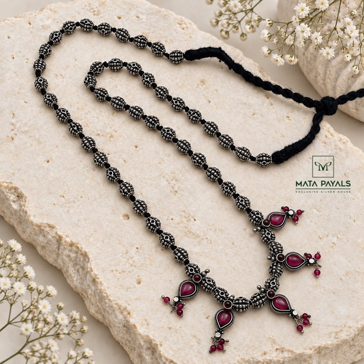Antique Designed Oxidised Silver Necklace