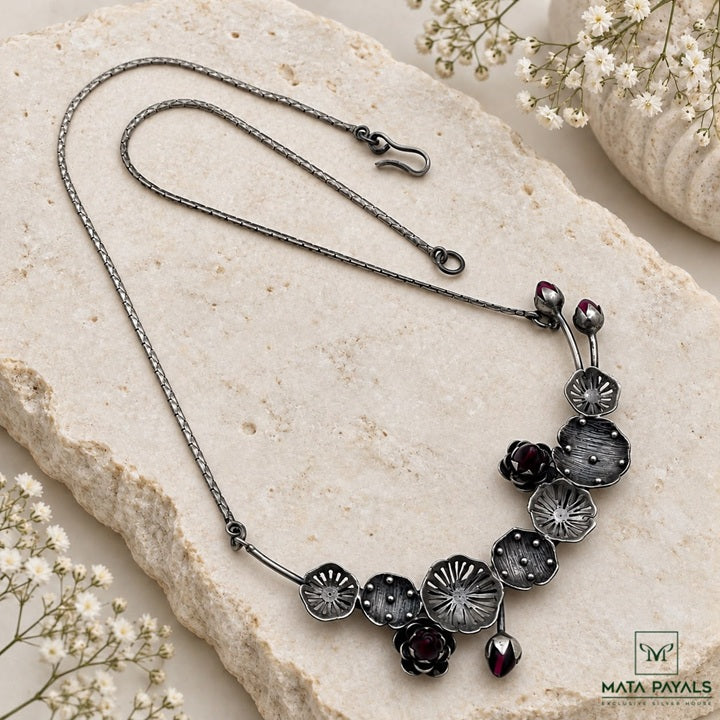 Simple Engraved Oxidised Necklace
