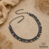 Oxidised Navarathna Necklace