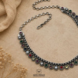 Oxidised Navarathna Necklace