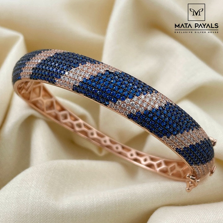 Blue Zircon Stones Rose Gold Kada