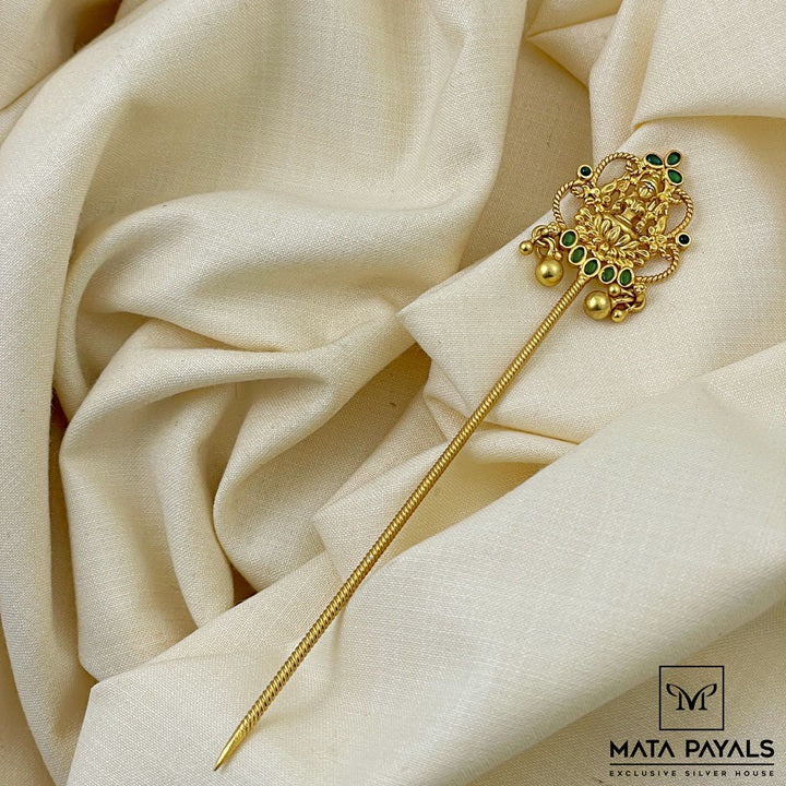 Green Stone Lakshmi Bun Pin