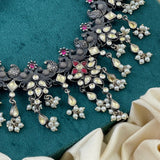 Fulgent Mango Peacock Oxidised Necklace