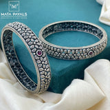 Floral Oxidised Kemp Bangles