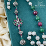 Beautiful Red & Green Mayur Beaded Necklace