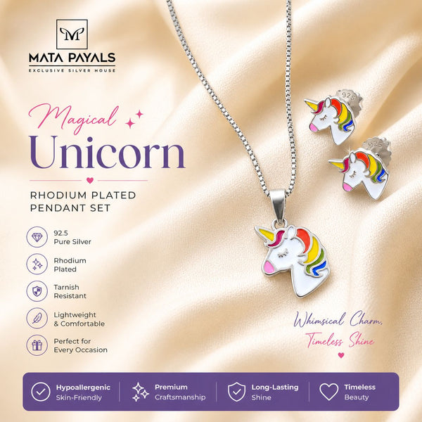 Enamel Rhodium Pendant Set