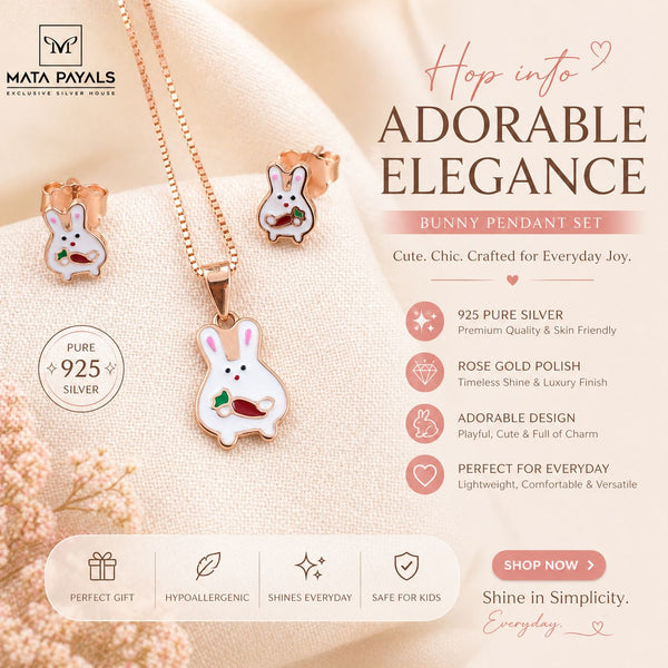 Enamel Rose Gold Pendant Set