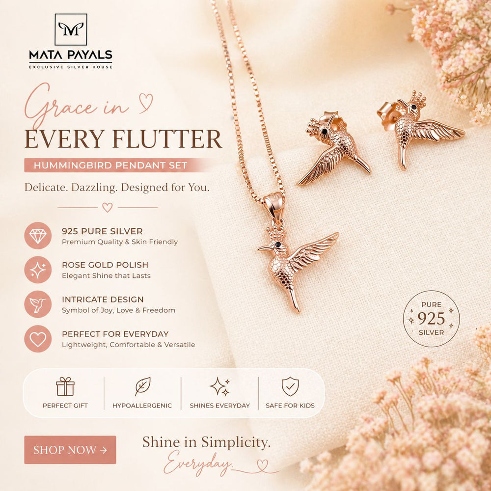 Unique Rose Gold Bird Pendant Set