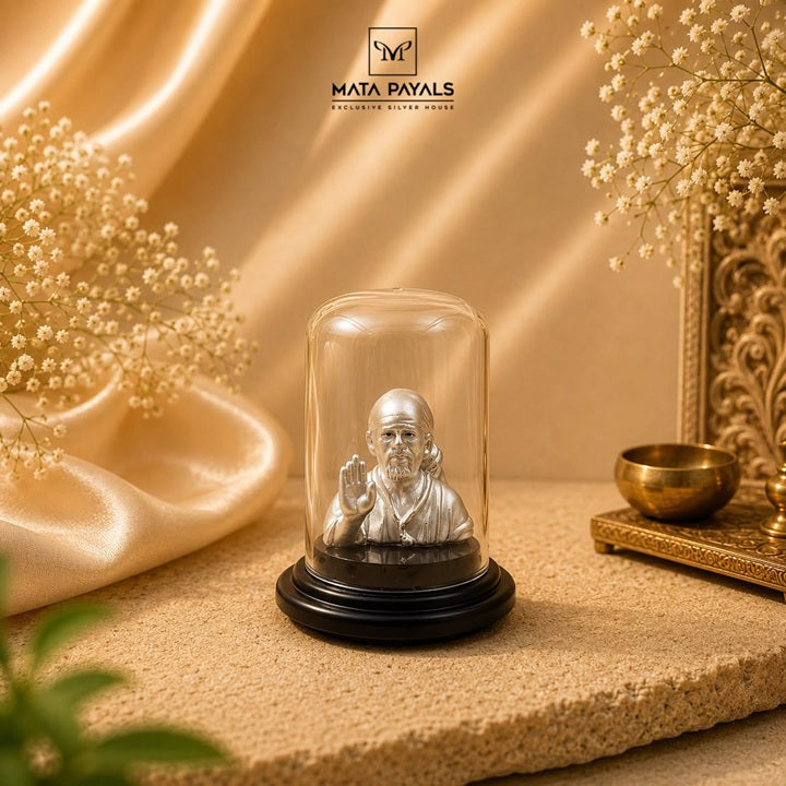 Silver Sai Baba Box Idol
