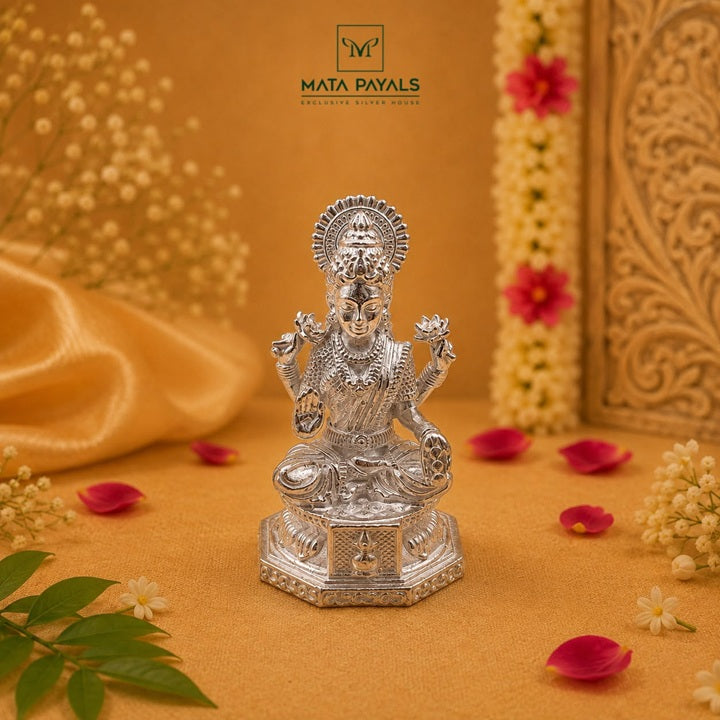 Plain Silver Lakshmi Idol