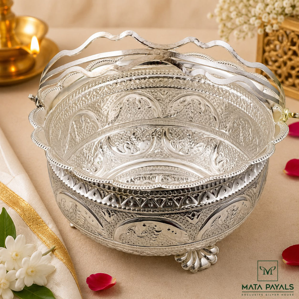 Silver Flower Basket